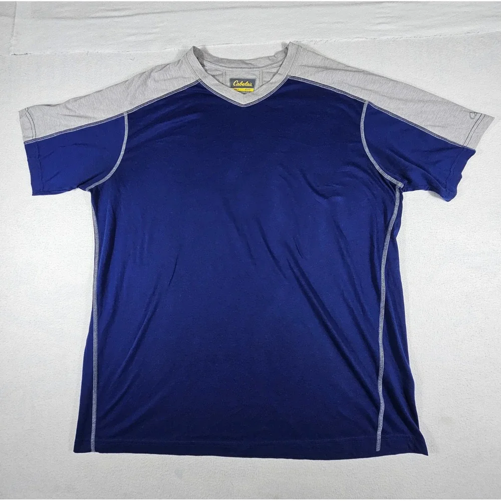 Cabelas Drirelease FreshGuard Performance T-Shirt Mens 2XLT Blue Gray 90-6433